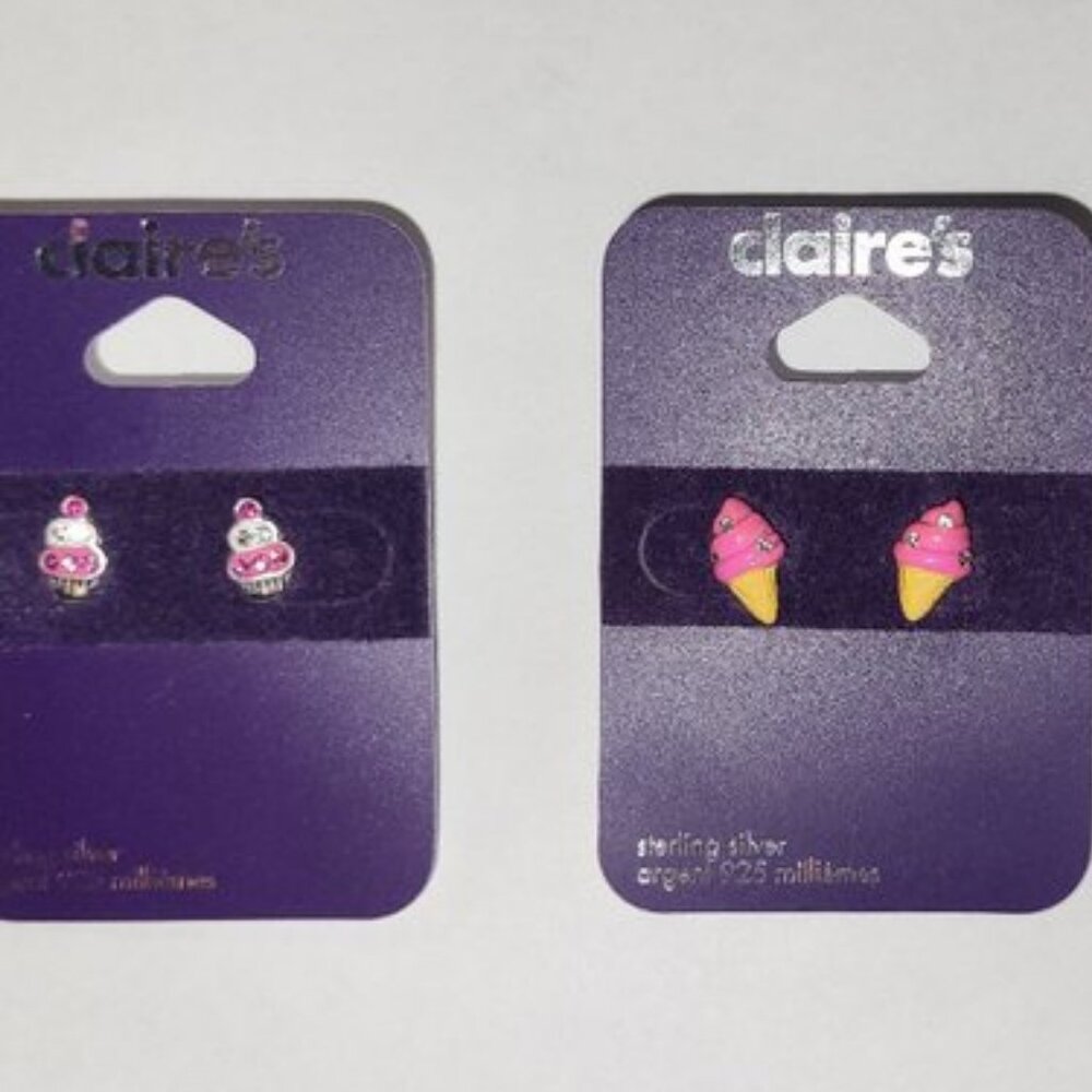 Lot of 2 SS Claire's Earrings